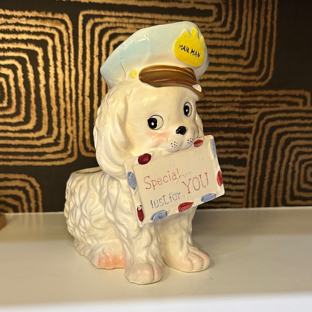 Charming Cream Ceramic Dog Figurine